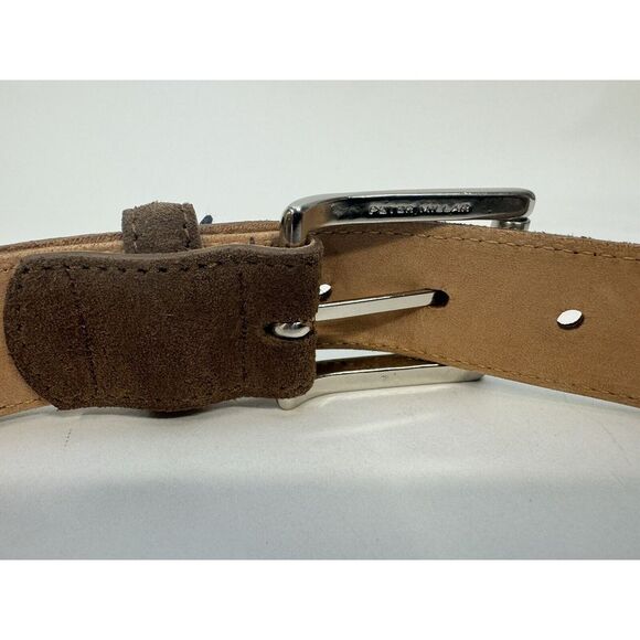NWT PETER  MILLAR Excursionist Calf Suede Belt CHESTNUT Brown Men's Size 32 $200 - Picture 8 of 9